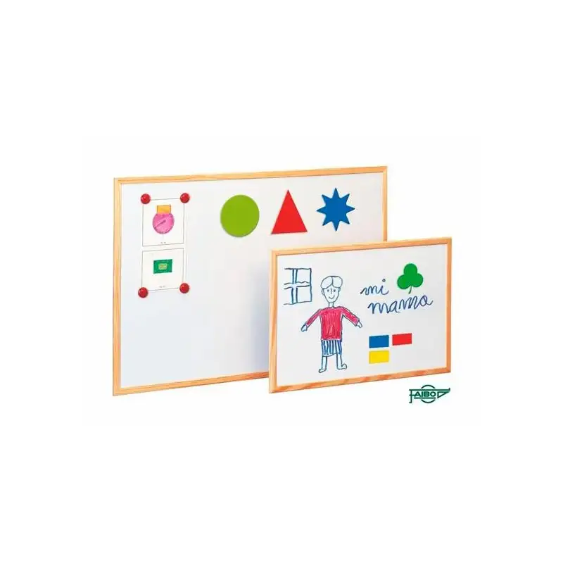 (702-3) FAIBO PIZARRA METÁLICA BLANCA ECONÓMICA MAGNETICA 60X90CM MARCO DE MADERA