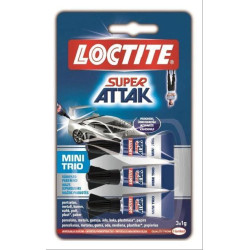 (9000100828239) LOCTITE SUPER ATTAK ADHESIVO INSTANTÁNEO MINI TRIO 3X1GR
