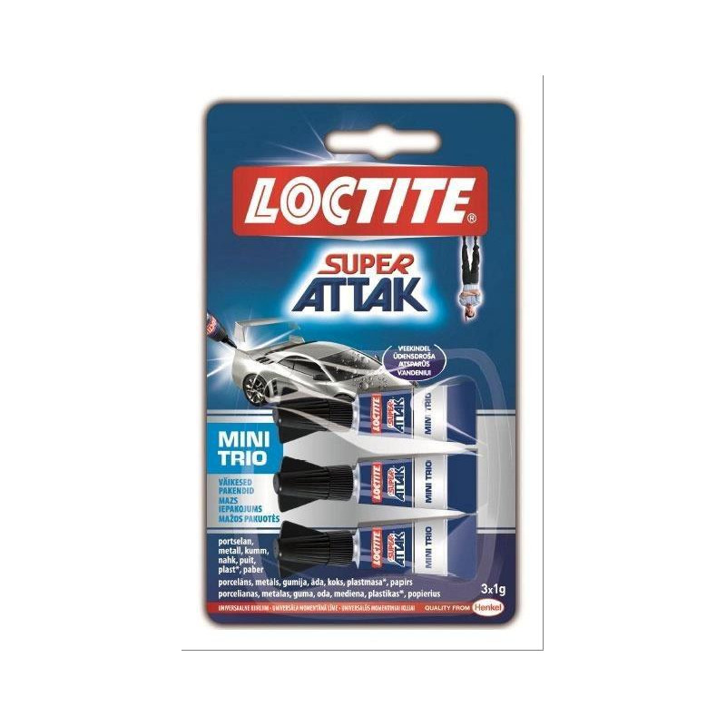 (9000100828239) LOCTITE SUPER ATTAK ADHESIVO INSTANTÁNEO MINI TRIO 3X1GR