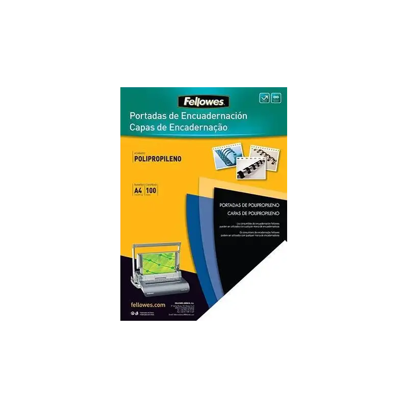 (54770) FELLOWES TAPAS ENCUADERNAR A4 PP 450 MICRAS TRANSPARENTE PACK 100 UD