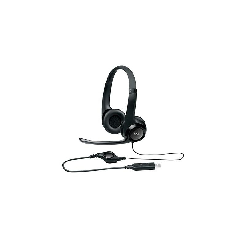 (981-000406) LOGITECH AURICULARES H390 DIADEMA ACOLCHADA BIAURAL ESTEREO MICRÓFONO AJUSTABLE CONTROL VOLUMEN CABLE USB NEGRO
