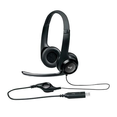 (981-000406) LOGITECH AURICULARES H390 DIADEMA ACOLCHADA BIAURAL ESTEREO MICRÓFONO AJUSTABLE CONTROL VOLUMEN CABLE USB NEGRO