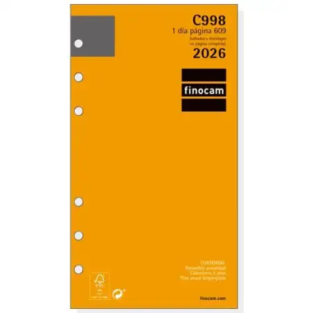(201330026) FINOCAM RECAMBIO ANUAL AGENDA DE ANILLAS CLASSIC C998 609-94X171MM 1DP 2026