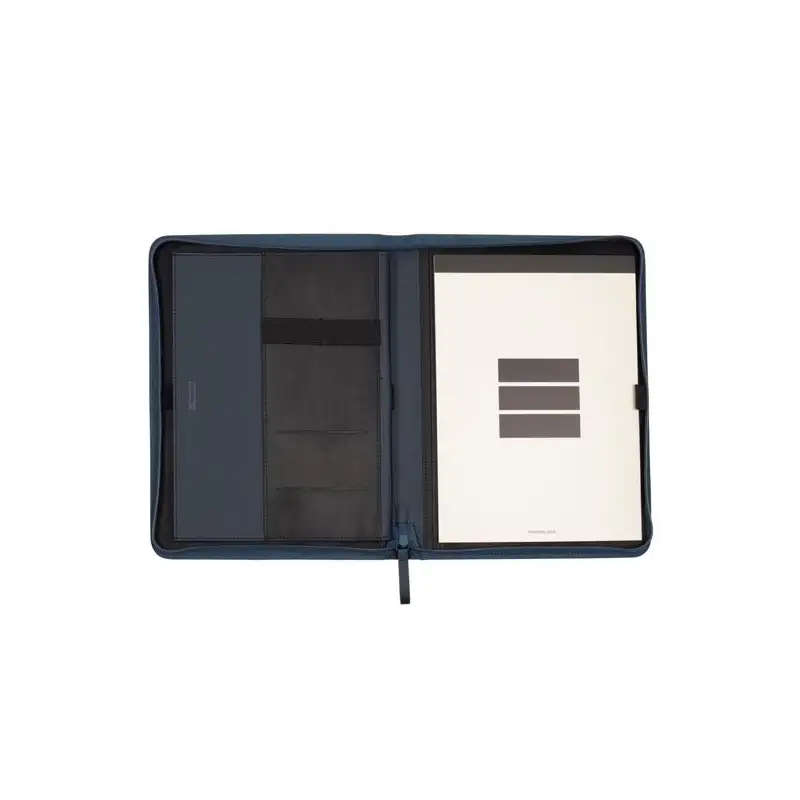 (5098203) FINOCAM PORTADOCUMENTOS NOPAL CREMALLERA A4 IMITACIÓN CUERO AZUL MARINO