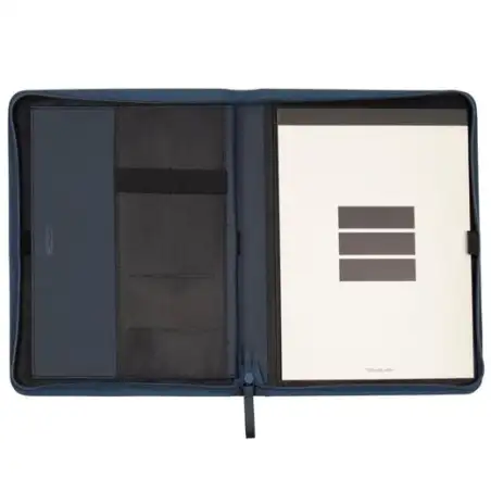 (5098203) FINOCAM PORTADOCUMENTOS NOPAL CREMALLERA A4 IMITACIÓN CUERO AZUL MARINO