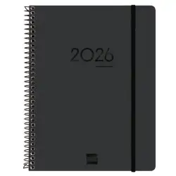 (626700126) FINOCAM AGENDA IKON ESPIRAL 16 MESES E10 SVV CIERRE C/GOMA TAPA PP NEGRO 2025-2026
