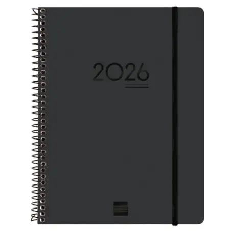 (626700126) FINOCAM AGENDA IKON ESPIRAL 16 MESES E10 SVV CIERRE C/GOMA TAPA PP NEGRO 2025-2026