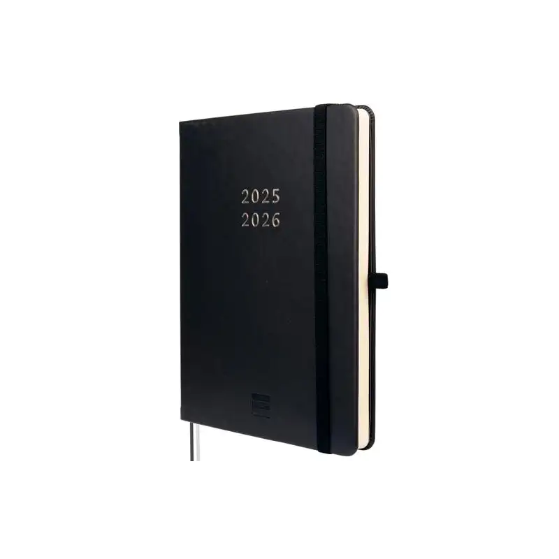 (636110326) FINOCAM AGENDA MÍNIMAL 18 MESES M5 SVH CIERRE C/GOMA TAPA DURA NEGRO 2025-2026