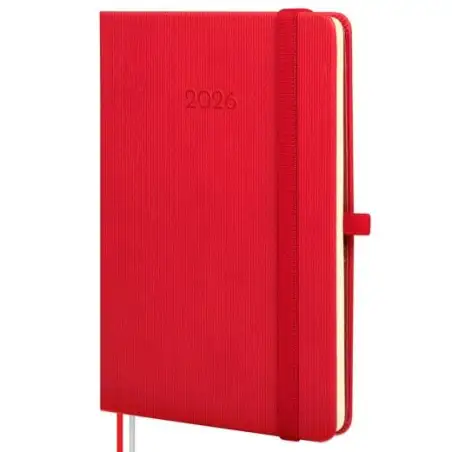 (881743026) FINOCAM AGENDA MÍNIMAL TEXTURA M4-118X168MM SVH TAPA DURA ROJO 2026