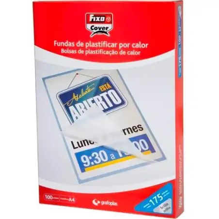 (01021500) FIXO FUNDAS DE PLASTIFICAR 125 MICRAS 90X130MM BRILLO PACK 100 UD