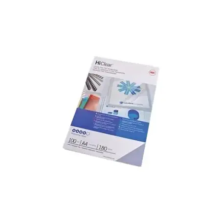 (CE011880E) GBC TAPAS ENCUADERNACIÓN HICLEAR A4 PVC 180 MICRAS CRISTAL TRANSPARENTE PACK 100 UD