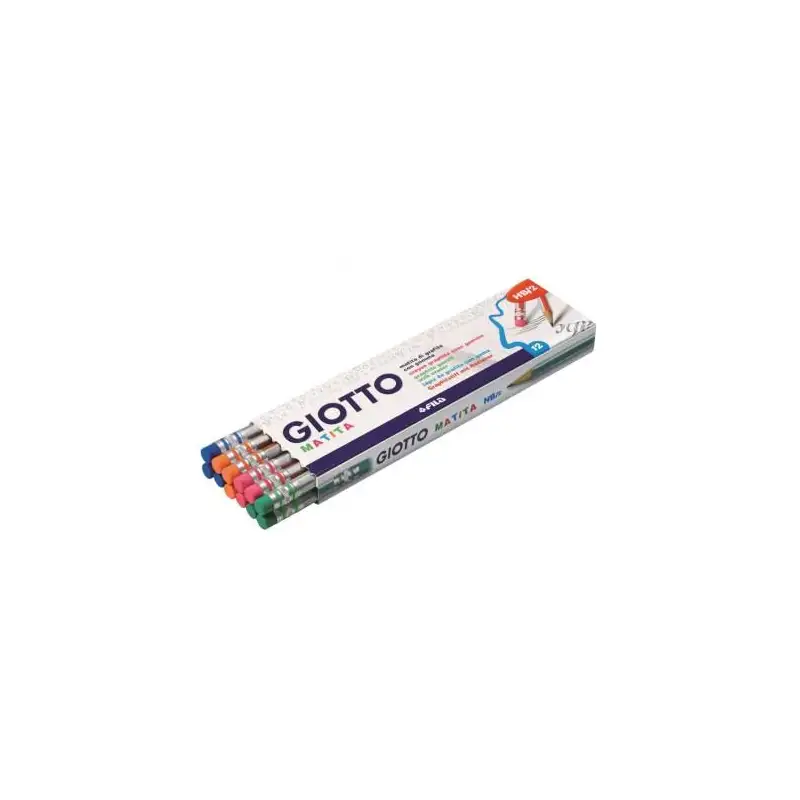 (F233200) GIOTTO LAPIZ MADERA CON GOMA HEXAGONAL GRAFITO NEGRO HB/2 -12U-
