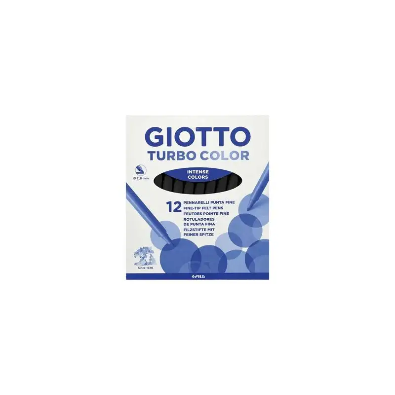 (F485036) GIOTTO ROTULADORES TURBO COLOR NEGRO ESTUCHE 12 UD