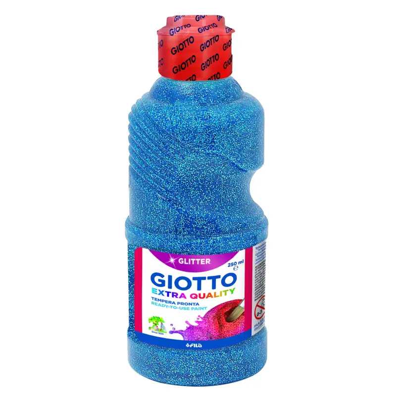 (F53120400) GIOTTO TÉMPERA GLITTER AZUL BOTELLA 250 ML