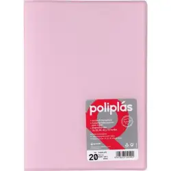 (01451293) GRAFOPLÁS CARPETA CON FUNDAS POLIPLÁS SOLDADAS FOLIO 20 FUNDAS PP SEMIRÍGIDO TRANSLÚCIDO ROSA SOFT