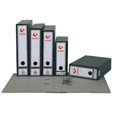 (07160000) GRAFOPLÁS ESTUCHE ARCHIVADOR ECOCLASSIC A4 CARTÓN FORRADO PAPEL 2MM GRIS PLOMO