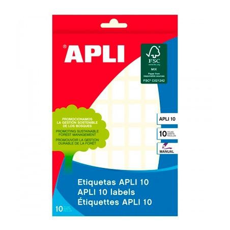 (01635) APLI ETIQUETAS ADHESIVAS 12X18MM ESCRITURA MANUAL C/ROMOS 56 X 10H BLANCO