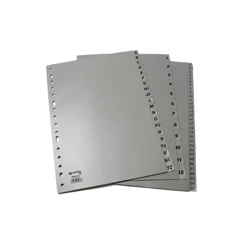 (44411071) GRAFOPLAS SEPARADORES NUMERICOS A4 PP 1-31 POSICIONES 16 TALADROS OPACO GRIS
