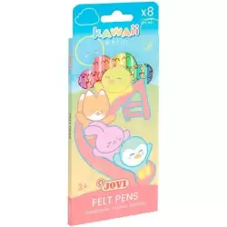 (KW1608P) JOVI ROTULADORES KAWAII FELT PENS C/SURTIDOS PASTEL ESTUCHE 8 UD