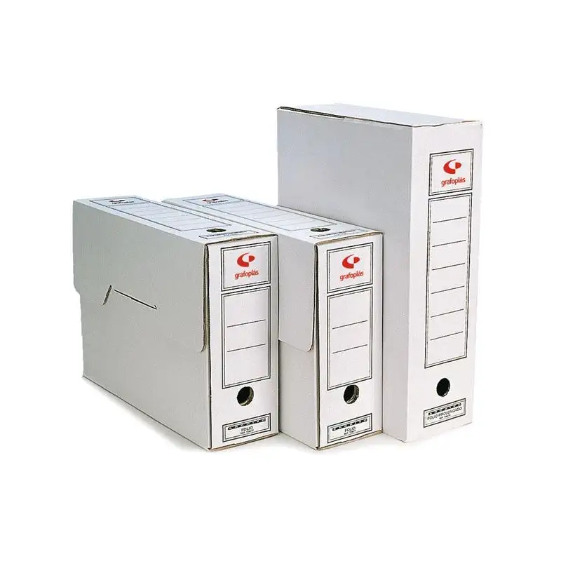 (70907900) GRAFOPLAS CAJA ARCHIVO DEFINITIVO FOLIO PROLONGADO CARTÓN MICROCANAL BLANCO PACK 50 UD