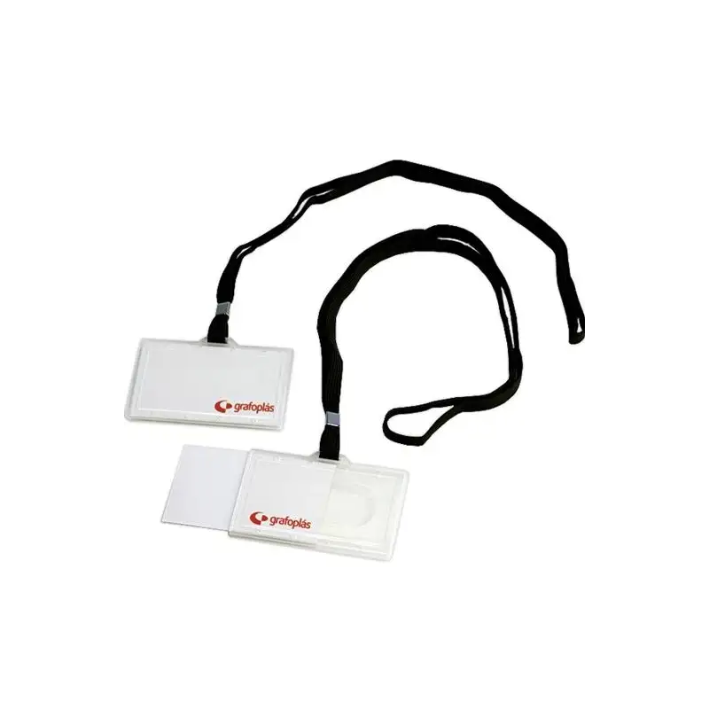 (09073000) GRAFOPLÁS PORTADISTINTIVOS INYECTADO + CORDON NEGRO 65X95MM  PACK -50U-