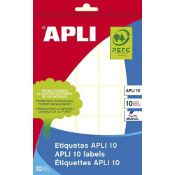 (01640) APLI ETIQUETAS ADHESIVAS 19X27MM ESCRITURA MANUAL C/ROMOS 25 X 10H BLANCO