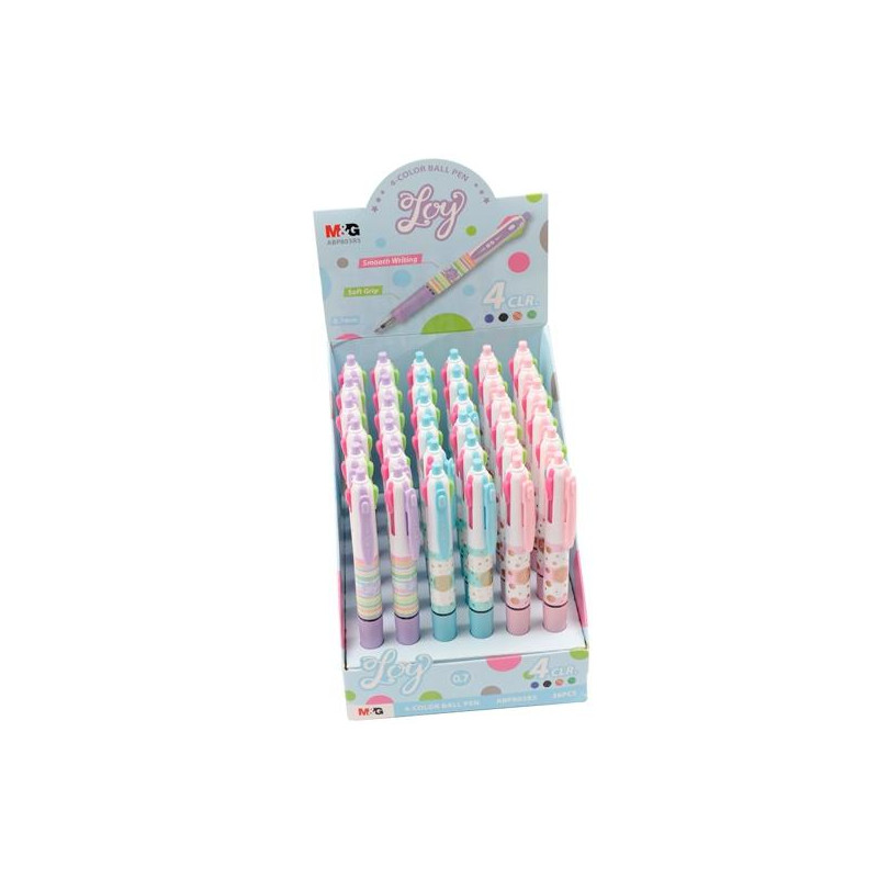 (ABP803R5) M&G BOLÍGRAFO 4 COLORES JOY CANDY C/SURTIDOS EXPOSITOR 36 UD