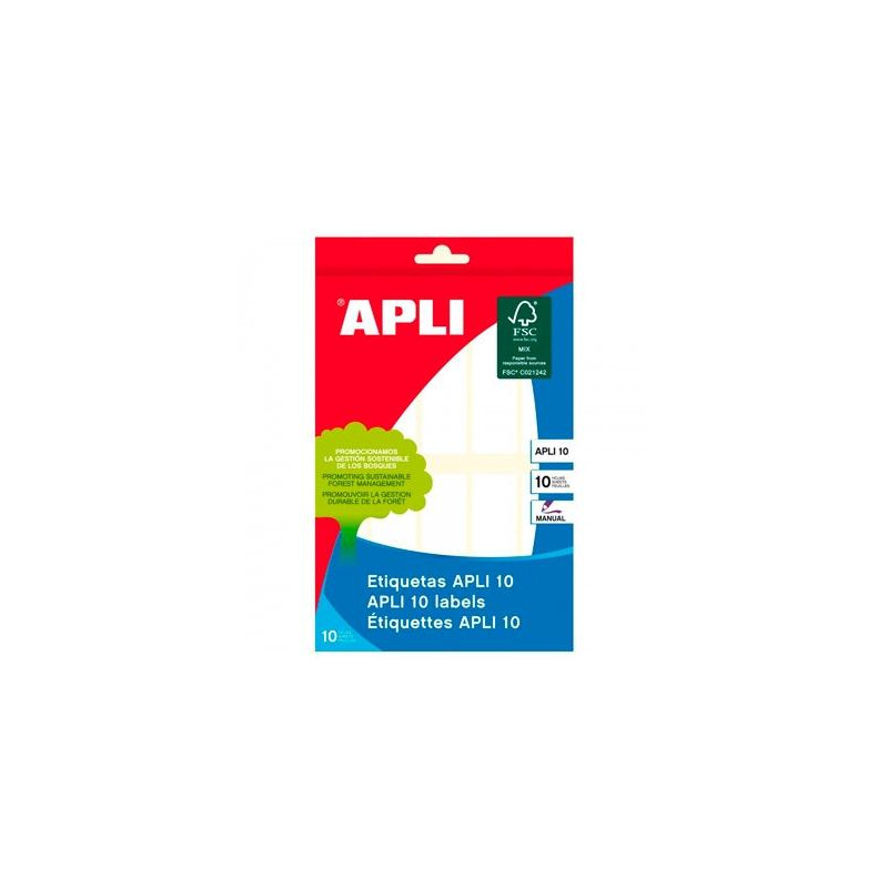 (01643) APLI ETIQUETAS ADHESIVAS 20X75MM ESCRITURA MANUAL C/ROMOS 10 X 10H BLANCO