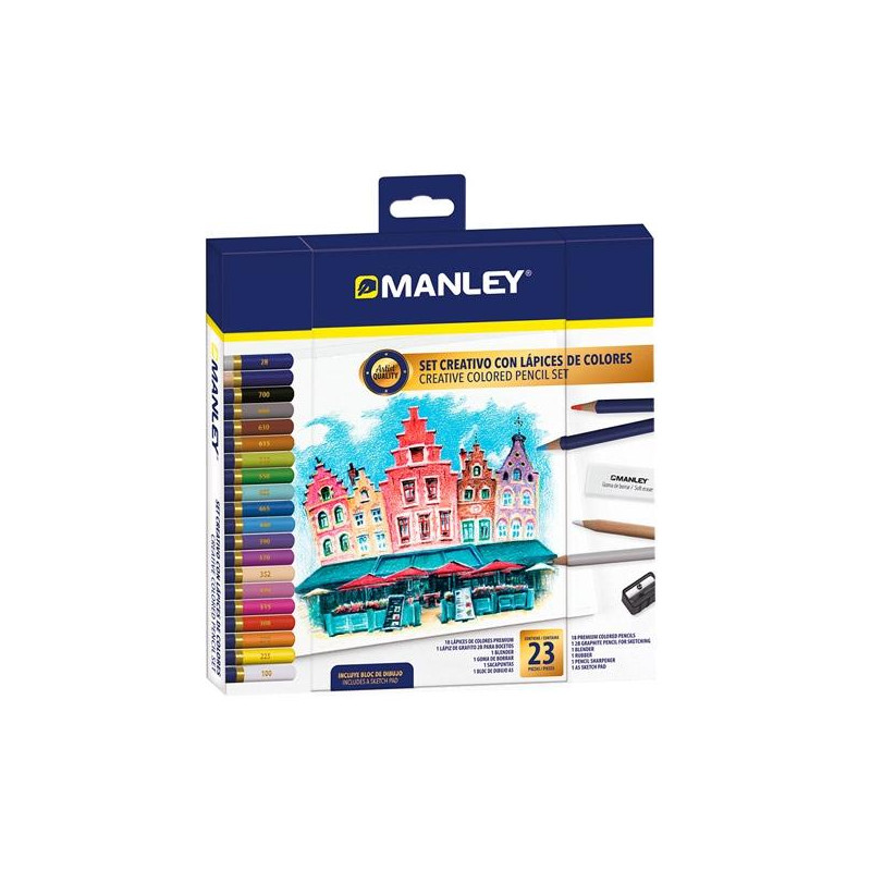 (MLA00023) MANLEY SET CREATIVO LÁPICES DE COLORES 23 PIEZAS SURTIDO
