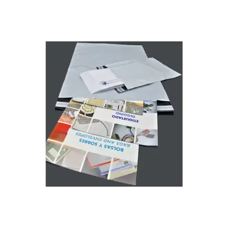 (BC3504504060CSIN) BOLSAS MENSAJERÍA ESTÁNDAR PLÁSTICO OPACO 350X450+40 SOLAPA BLANCO / INTERIOR NEGRO -PACK DE 100UD-