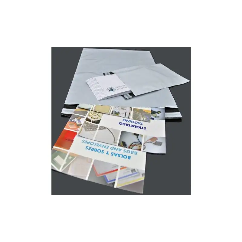 (BC45060060SIN) BOLSAS MENSAJERÍA ESTÁNDAR PLÁSTICO OPACO 450X600+40 SOLAPA BLANCO / INTERIOR NEGRO -PACK DE 100UD-