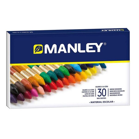 (MNC00077) MANLEY ESTUCHE DE 30 CERAS BLANDAS 60MM COLORES SURTIDOS