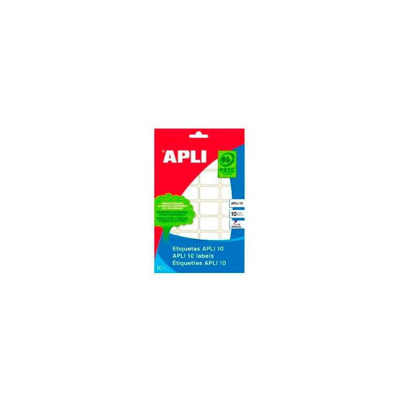 (01646) APLI ETIQUETAS ADHESIVAS 25X40MM ESCRITURA MANUAL C/ROMOS 16 X 10H BLANCO