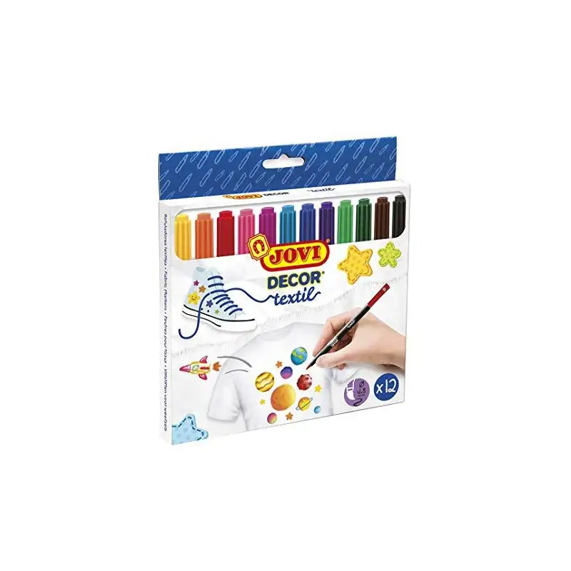(1410) JOVI ROTULADORES DECOR TEXTIL 138MM COLORES SURTIDOS ESTUCHE 12 UD