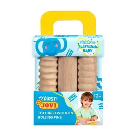 (379/3RP) JOVI MALETÍN DE MODELAJE MY FIRST PLASTILINA BABY CON 3 RODILLOS DE MADERA DIFERENTES TEXTURAS +12M