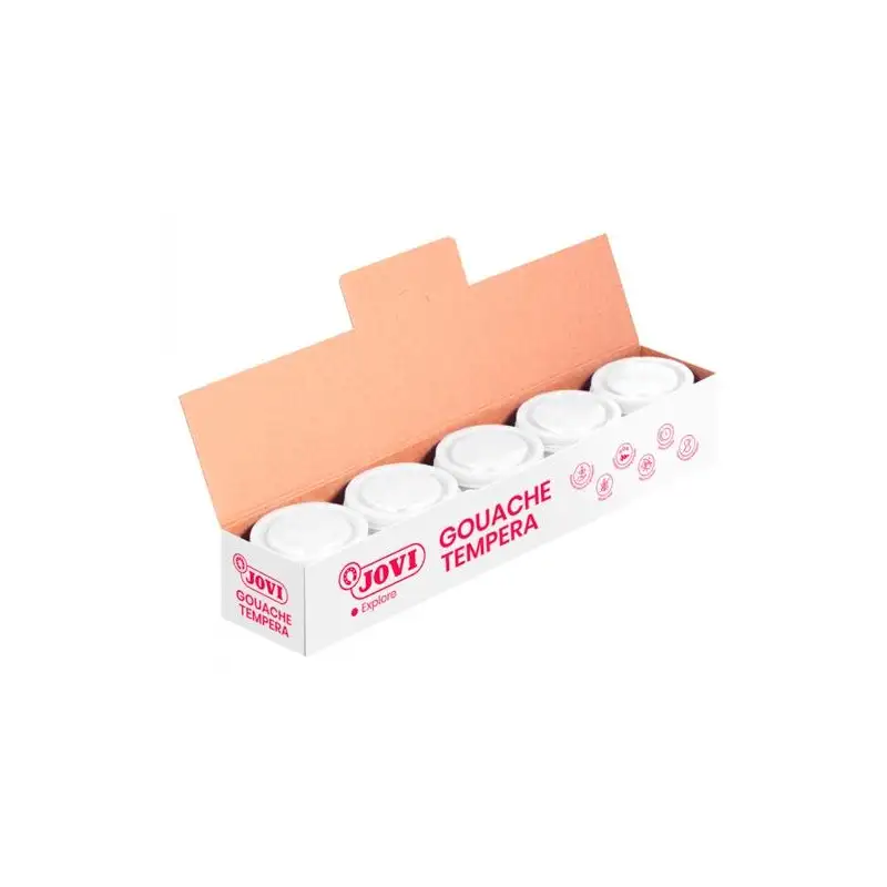 (50301) JOVI TÉMPERA ESCOLAR ESTUCHE 5 BOTES BLANCO DE 35ML