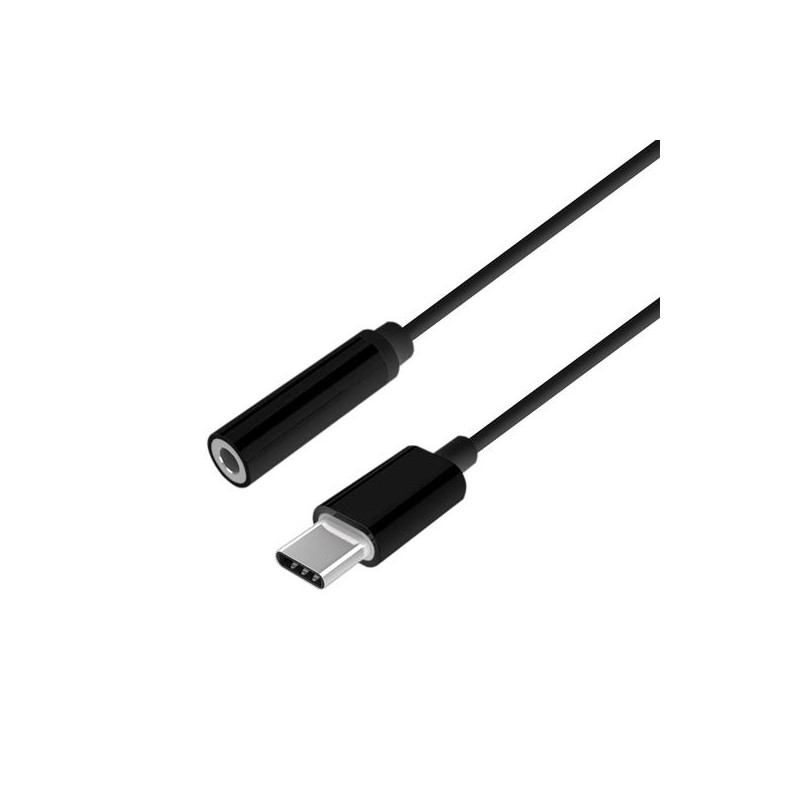 (A109-0385) AISENS CONVERSOR USB-C A AUDIO ESTILO APPLE USB-C/M - JACK 3.5/H NEGRO 15CM