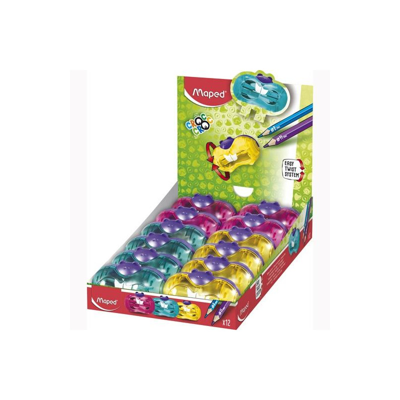 (018411) MAPED AFILALÁPICES CROC CROC TWIST 2 ORIFICIOS COLORES SURTIDOS EXPOSITOR 12U