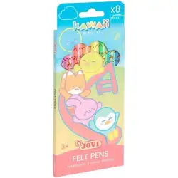 (KW1608P) JOVI ROTULADORES KAWAII FELT PENS C/SURTIDOS PASTEL ESTUCHE 8 UD