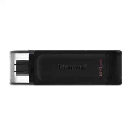 (DT70/64GB) KINGSTON PENDRIVE DATATRAVELER DT70 64GB C/TAPA PROTECTORA Y RANURA PARA COLGAR USB-C 3.2 NEGRO
