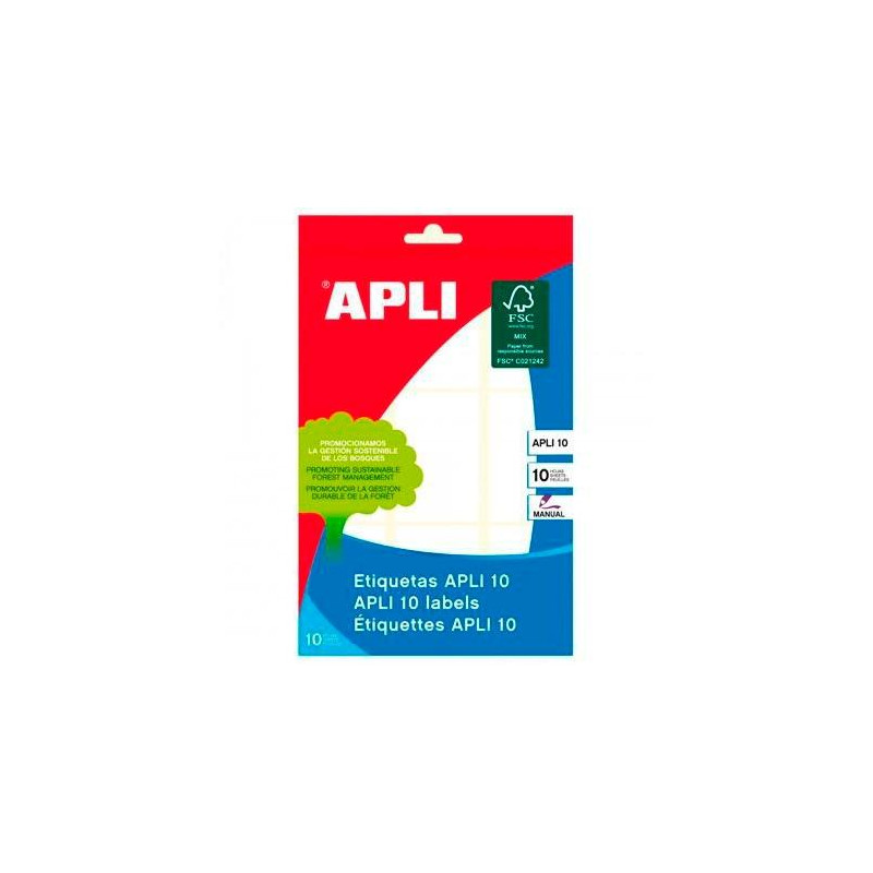 (01650) APLI ETIQUETAS ADHESIVAS 34X53MM ESCRITURA MANUAL C/ROMOS 9 X 10H BLANCO