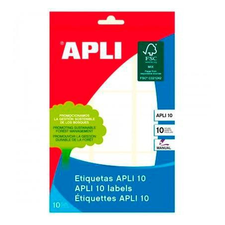 (01650) APLI ETIQUETAS ADHESIVAS 34X53MM ESCRITURA MANUAL C/ROMOS 9 X 10H BLANCO