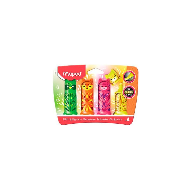 (743677) MAPED MARCADOR FLUORESCENTE MINI FRIENDS C/SURTIDOS ESTUCHE 4 UD