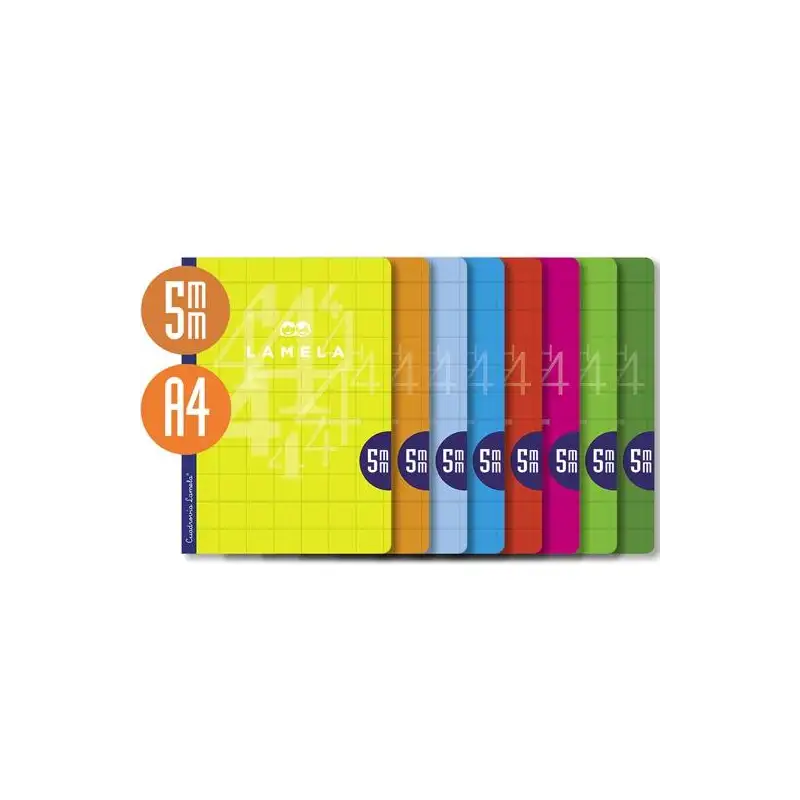 (06A4005) LAMELA LIBRETA GRAPADA 50H A4 90GR CUADROVÍA 5MM CUBIERTA BÁSICA C/SURTIDOS