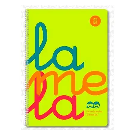 (7FTP005A) LAMELA CUADERNO ESPIRAL 80H FOLIO 90GR CUADROVÍA 5MM C/MARGEN CUBIERTA PP AMARILLO FLUORESCENTE