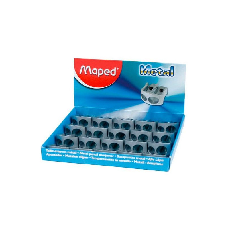 (506700) MAPED AFILALÁPICES METÁLICO CLASSIC 2 AGUJEROS PLATA CAJA EXPOSITORA 20U