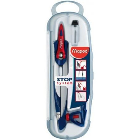 (196100) MAPED COMPÁS STOP SYSTEM CON ADAPTADOR ESTUCHE DE 3 PIEZAS