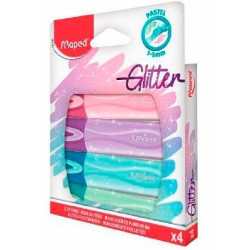 (742046) MAPED MARCADOR FLUORESCENTE FLUOR´PEPS GLITTER C/SURTIDOS ESTUCHE 4 UD