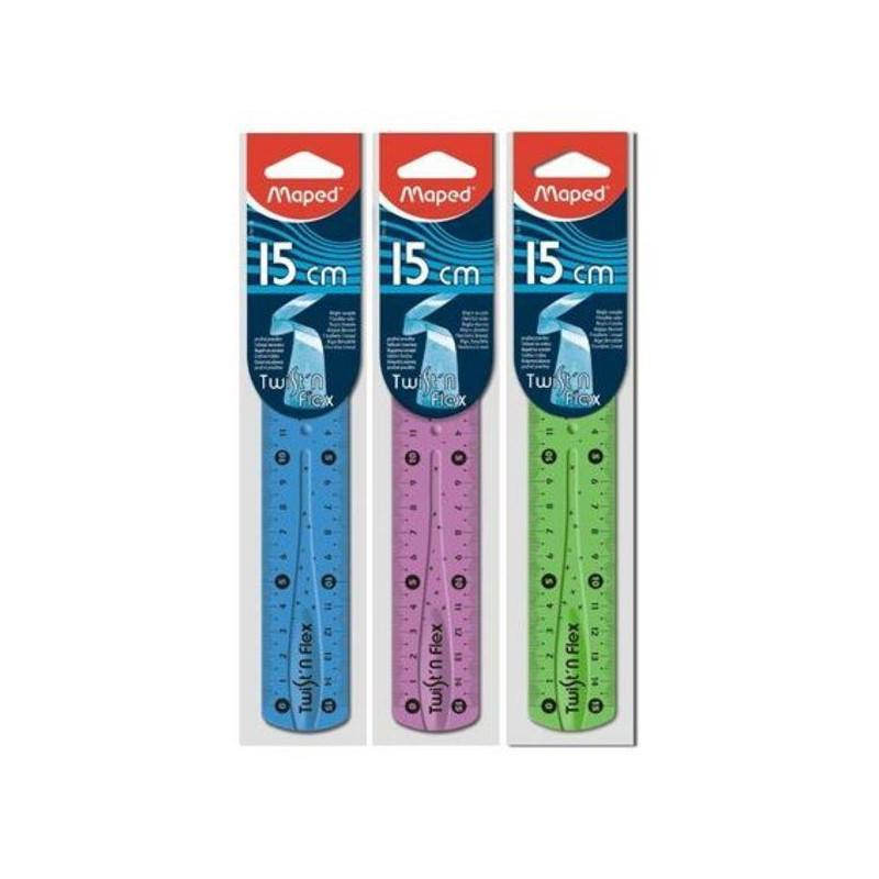 (279110) MAPED REGLA TWIST´N FLEX DECORADA DOBLE GRADUACIÓN 15 CM COLORES SURTIDOS