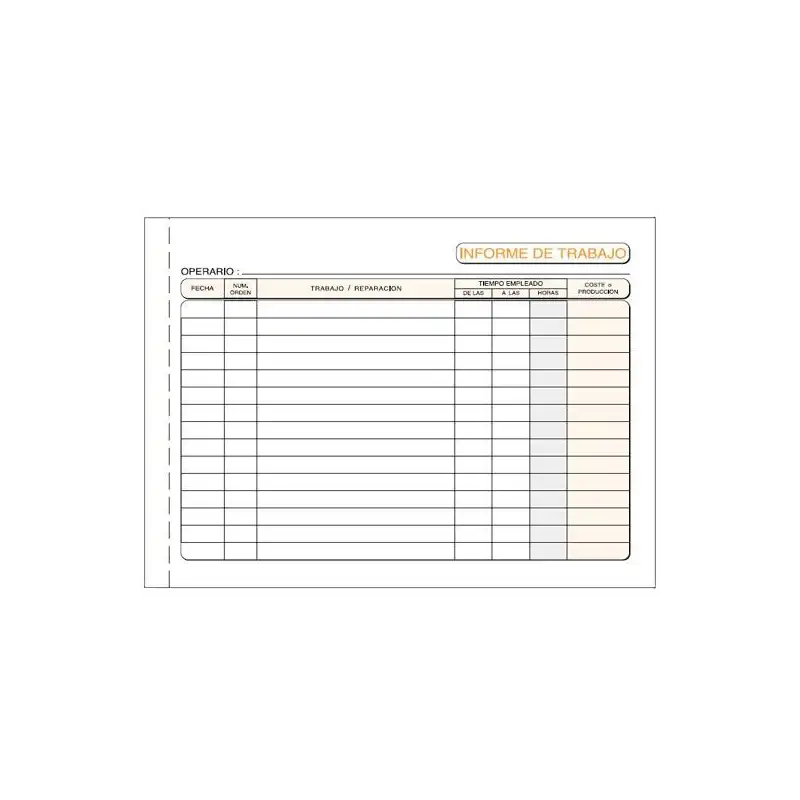 (T-137) LOAN TALONARIO INFORME DE TRABAJO OCTAVO APAISADO DUPLICADO AUTOCOPIA